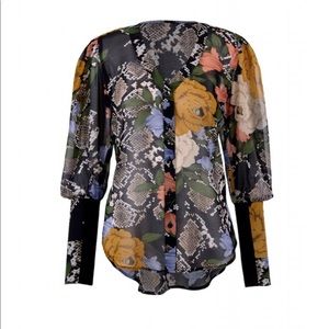 Cabi#3762 snake/floral top Small
